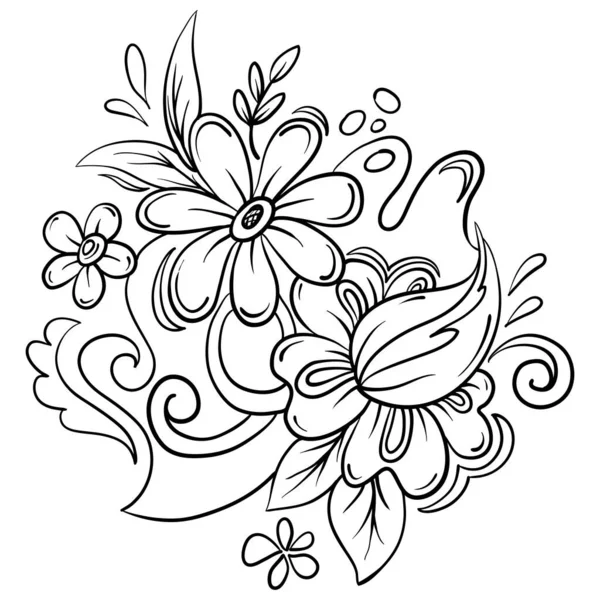 Fleurs Caniche Dessinées Main Illustration Vectorielle — Image vectorielle