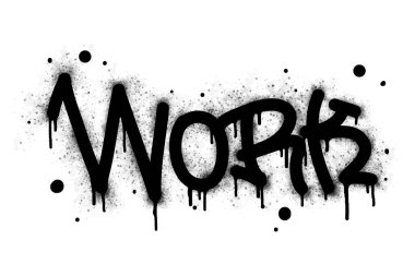 Grafiti iş sözcüğü ve simgeye siyah sıkılmış.