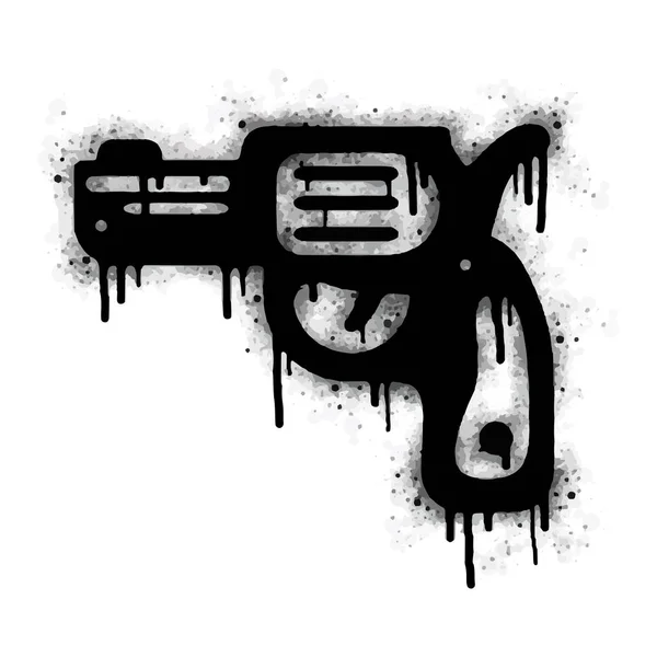 Kolekcja Znaków Pistoletów Graffiti Spray Pomalowany Biało Czarno Symbol Kapiącego — Wektor stockowy