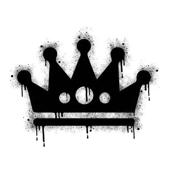 Collection Spray Painted Graffiti Crown Sign Black White Crown Drip — Stock Vector