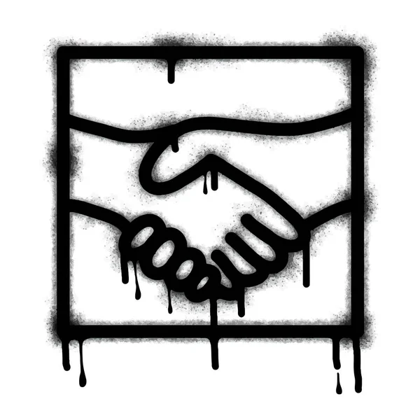 涂鸦和平标志收藏 友谊涂鸦喷涂黑色白色 握手的象征 被白色背景隔离 矢量说明 — 图库矢量图片