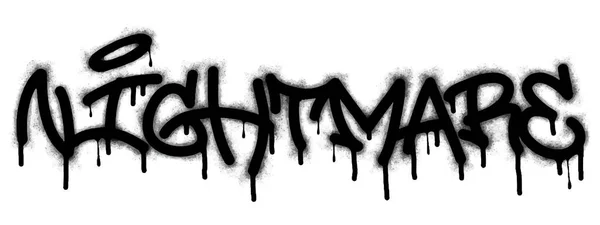 Graffiti Słowo Koszmar Symbole Spryskiwane Czarnym — Wektor stockowy