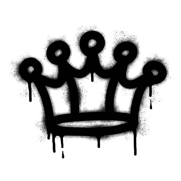Collection Spray Painted Graffiti Crown Sign Black White Crown Drip — Vector de stock