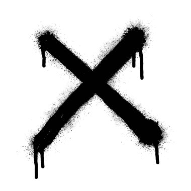 Sprey boyalı Grafiti x Spreyli beyaz bir arka plan. Grafiti X yazı tipi, üzerine siyah ve beyaz püskürtülmüş. Vektör illüstrasyonu.