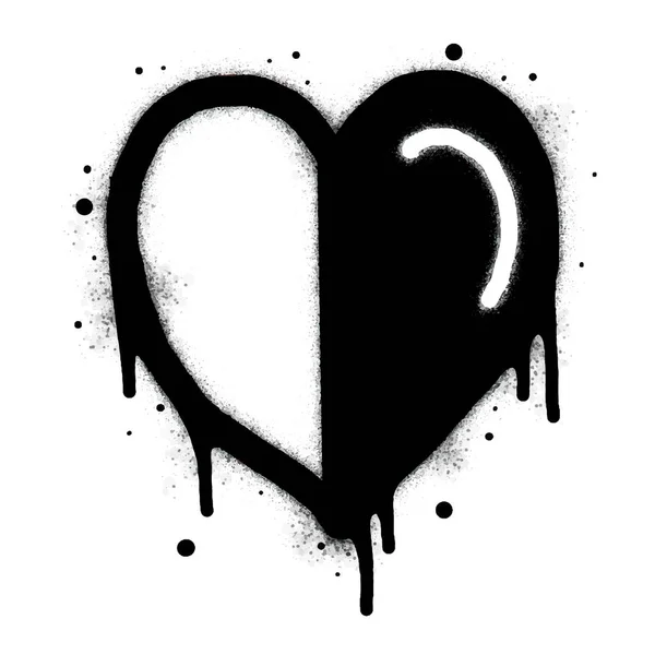 Граффити Надписью Сердце Написанной Черным Белом Символ Падения Сердца Любви — стоковый вектор