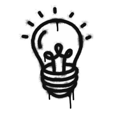 Spray Painted Graffiti Light Bulb line icon Sprayed isolated with a white background. graffiti Light Bulb symbol with over spray in black over white. Vector illustration.