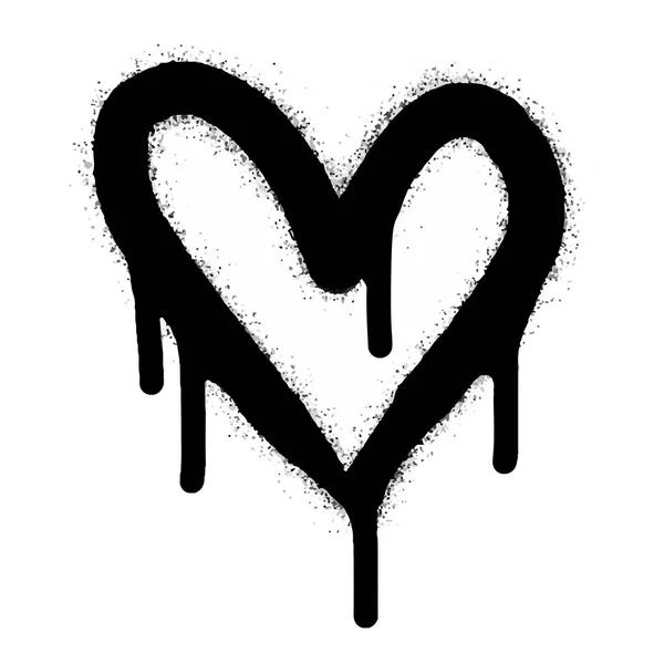 Beyaza Siyahla Boyanmış Grafiti Kalp Işareti Aşk Kalp Damlası Sembolü — Stok Vektör