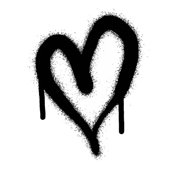 Beyaza Siyahla Boyanmış Grafiti Kalp Işareti Aşk Kalp Damlası Sembolü — Stok Vektör