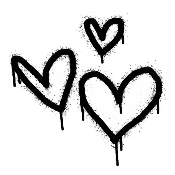 Спрей Графіті Знак Серця Пофарбований Чорне Білому Люблю Символ Падіння — стоковий вектор
