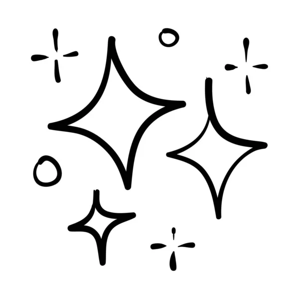 Doodle Reihe Von Vektorsternen Funkeln Symbol Saubere Oberfläche Symbol Leuchtende — Stockvektor
