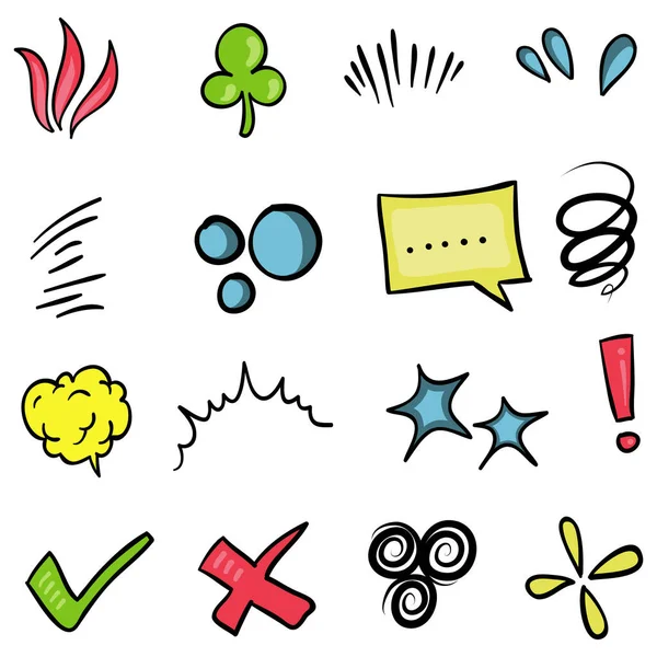 Vektor Uppsättning Handritade Tecknad Tecknad Doodle Uttryck Kurva Riktningspilar Emoticon — Stock vektor