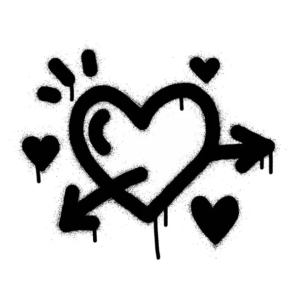 Граффити Надписью Сердце Написанной Черным Белом Символ Падения Сердца Любви — стоковый вектор