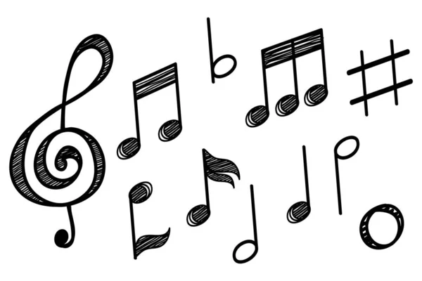 Élément Conception Note Musicale Dans Style Doodle — Image vectorielle