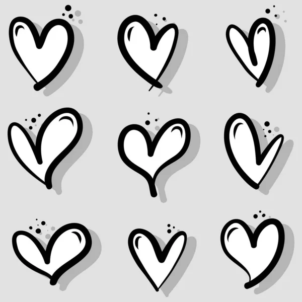 Gekritzelte Herzen Handgezeichnete Liebesherzen Vektorillustration — Stockvektor