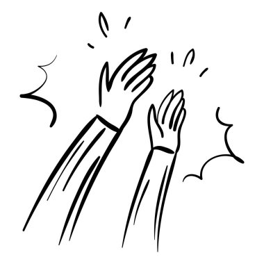 Alkışlar el çizimi. Vektör illüstrasyonu.