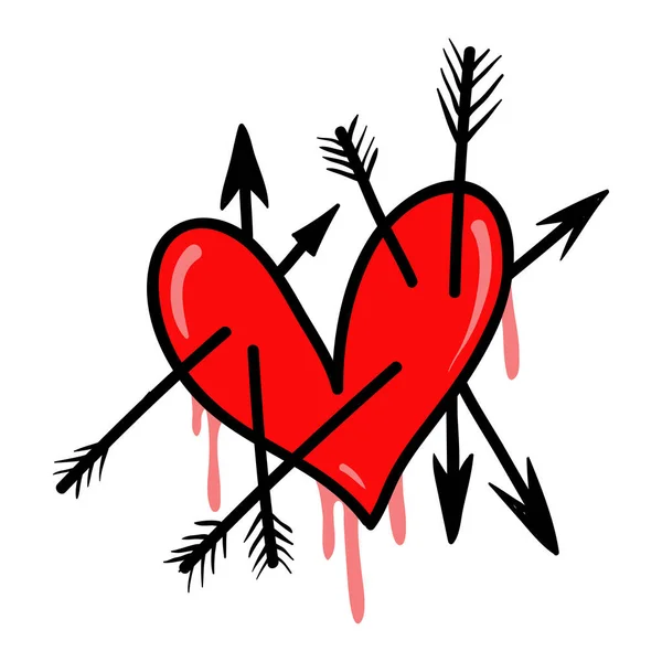 Дудл Черви Нарисованные Руки Любовные Сердца Векторная Иллюстрация — стоковый вектор