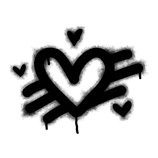 Σπρέι Γκράφιτι Καρδιά Σημάδι Βαμμένο Μαύρο Λευκό Ερωτικό Σύμβολο Πτώσης — Διανυσματικό Αρχείο
