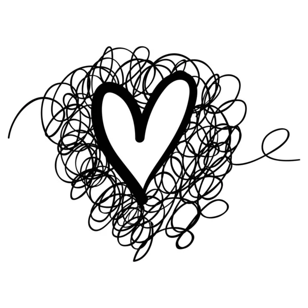 Doodle Hearts Cœur Amour Dessiné Main Scribble Illustration Vectorielle — Image vectorielle