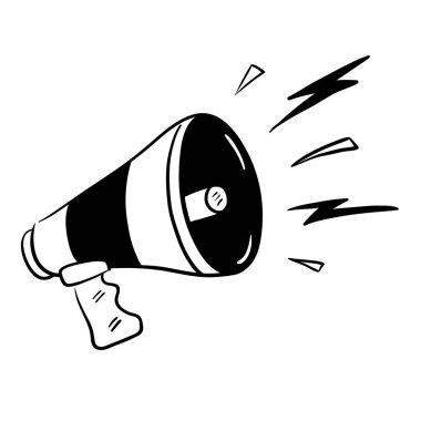 Gürültülü Sözcü Simgesi, Megafon Simgesi Vektör İllüstrasyonu Elle çizilmiş karalama Biçimi
