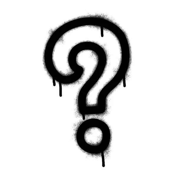 スプレー塗装落書きの質問アイコン白い背景で隔離されたスプレー 落書き白の上に黒でスプレーで質問のシンボル ベクターイラスト — ストックベクタ