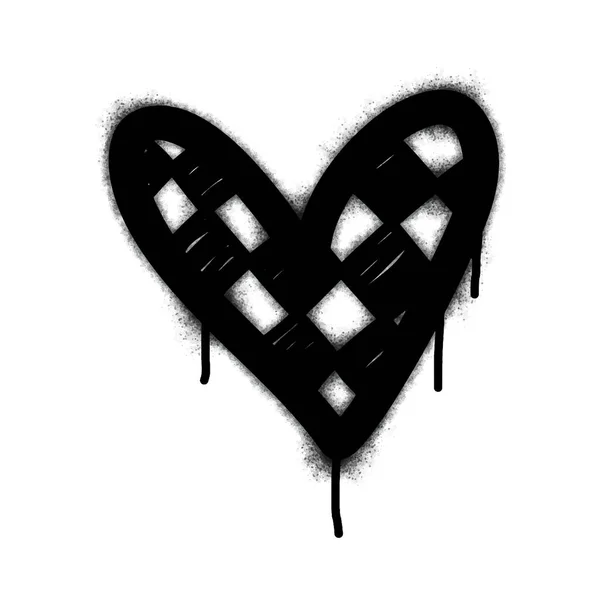 흰색으로 검은색으로 그래피티 사랑의 심장은 상징을 떨어뜨린다 배경에 고립되어 있었습니다 — 스톡 벡터