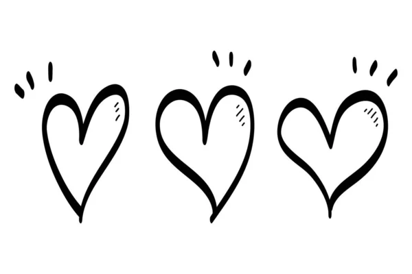 Doodle Hearts Corações Amor Desenhados Mão Ilustração Vetorial — Vetor de Stock