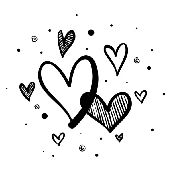 Doodle Hearts Corações Amor Desenhados Mão Ilustração Vetorial —  Vetores de Stock