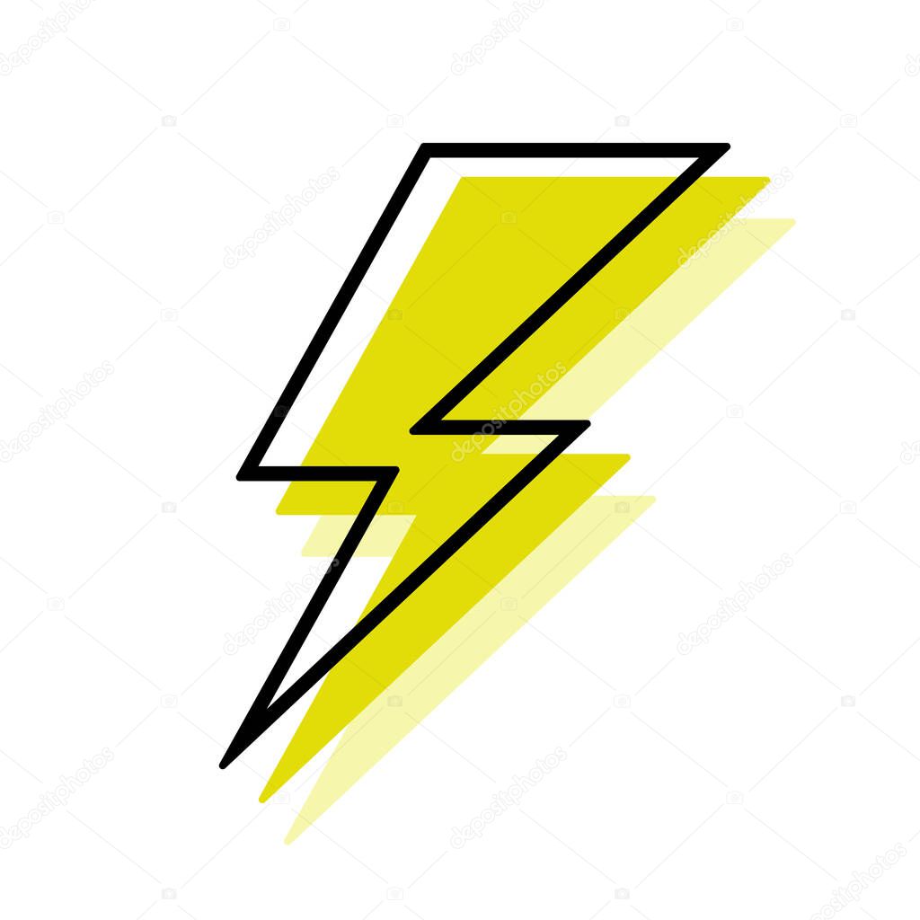 Hand drawn vector doodle electric lightning symbol sketch illustration. colored. thunder symbol doodle icon.