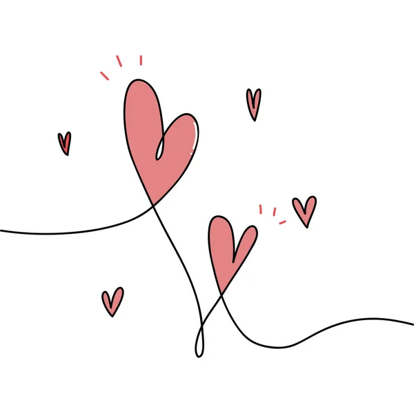 心臓だ 連続線画 連続線で描かれた手描きのドアベクトルイラスト ラインアート装飾デザイン — ストックベクタ