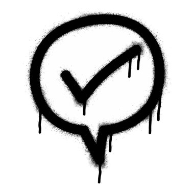 Bir grup sprey boyalı grafiti konuşma balonu beyazın üzerine siyah ile. Kabarcık damlası sembolü. Beyaz arkaplanda izole edilmiş kontrol işareti. vektör illüstrasyonu