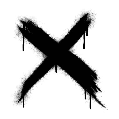 Sprey boyalı Grafiti x Spreyli beyaz bir arka plan. Grafiti X yazı tipi, üzerine siyah ve beyaz püskürtülmüş. Vektör illüstrasyonu.