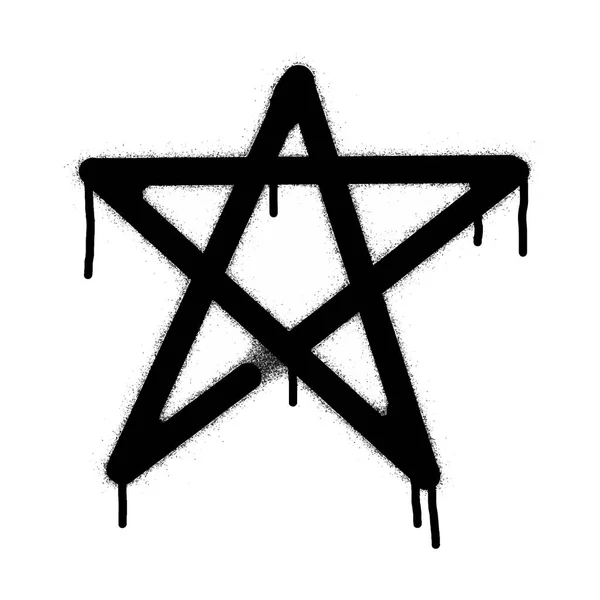 Graffiti Sternsymbol Schwarz Auf Weiß Sprühen Sternzeichen Isoliert Auf Weißem — Stockvektor