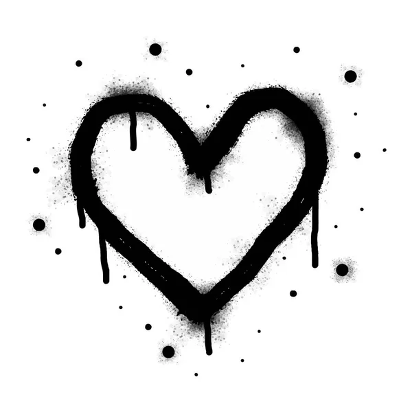 Spray Grafite Sinal Coração Pintado Preto Sobre Branco Símbolo Queda — Vetor de Stock
