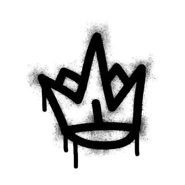 Spray Painted Graffiti Crown Sign Black White Crown Drip Symbol — Stock Vector