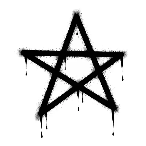Spray Graffiti Star Symbol Painted Black White Star Symbol Isolated — Stock Vector