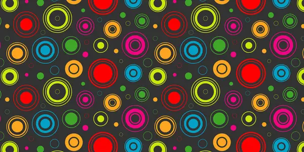 Färgglada Cirklar Cirkelns Kaotiska Mönster Sömlöst Mönster — Stock vektor