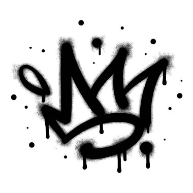 Sprey boyalı graffiti tabelası koleksiyonu beyazın üzerine siyah yazıldı. Kraliyet damlası sembolü. Beyaz arka planda izole edilmiş. vektör illüstrasyonu