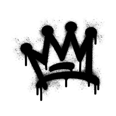 collection of Spray painted graffiti crown sign in black over white. Crown drip symbol. isolated on white background. vector illustration