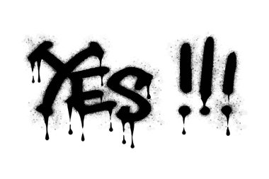 Grafiti Evet kelime ve simge siyah sprey