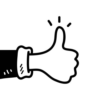 Baş parmaklar yukarı. El çizimi. Doodle vektör illüstrasyonu