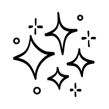 Vektör yıldızlarının karalama kümesi parlak simge, temiz yüzey simgesi. Parlayan ışık efektleri ve parlayan patlamalar. Beyaz arka planda izole edilmiş. vektör illüstrasyonu