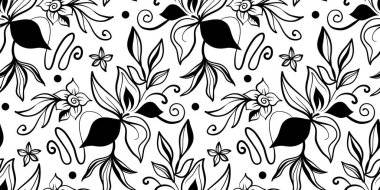 El çizimi basit, soyut çiçek baskısı. Moda kolaj modeli. Kumaş tasarımı için modaya uygun şablon.