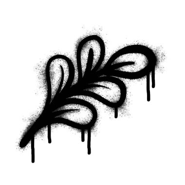Sprey püskürtülmüş grafiti yaprağı simgesi beyaz arkaplanda izole edildi. Siyah üzerine sprey sıkılmış grafiti yaprağı simgesi