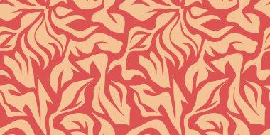 Soyut doğa sanat yaprağı kolajı kusursuz şekil verir. Moda çağdaş arka plan illüstrasyonu. Doğal organik bitki sanat eserleri