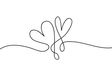 Kalp. Sürekli bir çizgi çekme atışı yap. Soyut siyah ve beyaz minimum tek çizgi sanat tarzı çizimi.