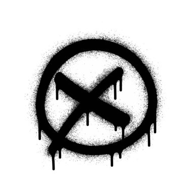 Sprey boyalı Grafiti x Spreyli beyaz bir arka plan. Grafiti X yazı tipi, üzerine siyah ve beyaz püskürtülmüş. Vektör illüstrasyonu.