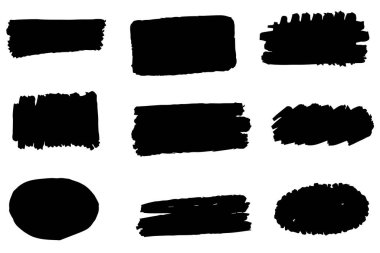 Yırtık Kağıt Çerçeve seti. Siyah Yırtılan Kağıt Siluetlerinin Vektör Kolajı Beyaz arkaplanda izole edilmiş.