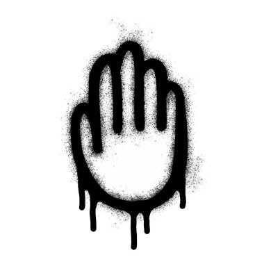 Grafiti dur tabelası koleksiyonu beyaza siyaha boyanmış. El damlası sembolü. Beyaz arka planda izole edilmiş. vektör illüstrasyonu