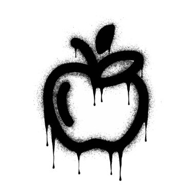 Elma meyvesi spreyi beyaza siyaha boyanmış. Meyve sembolü. Beyaz arka planda izole edilmiş. vektör illüstrasyonu
