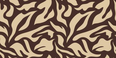 Basit, soyut, çağdaş, pürüzsüz desen. El yapımı çiçek ve yaprak şekilli dokular. Tekrarlanabilir canlı boho izleri.